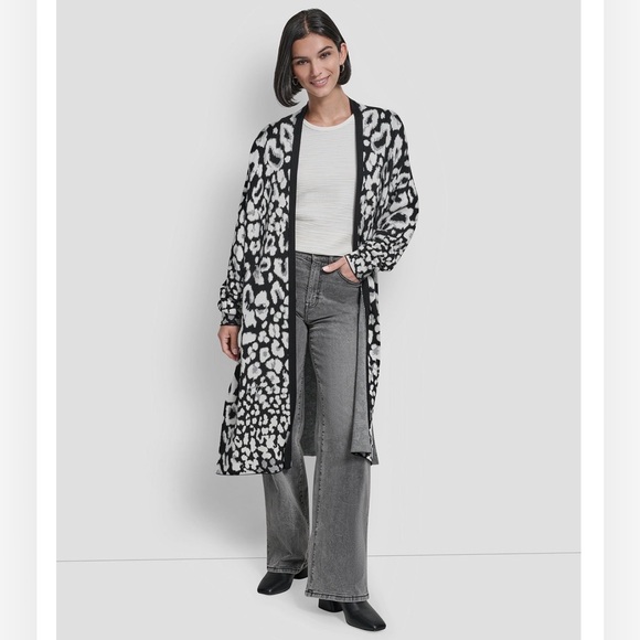 DKNY Leopard Patterned Cardigan - Picture 1 of 7